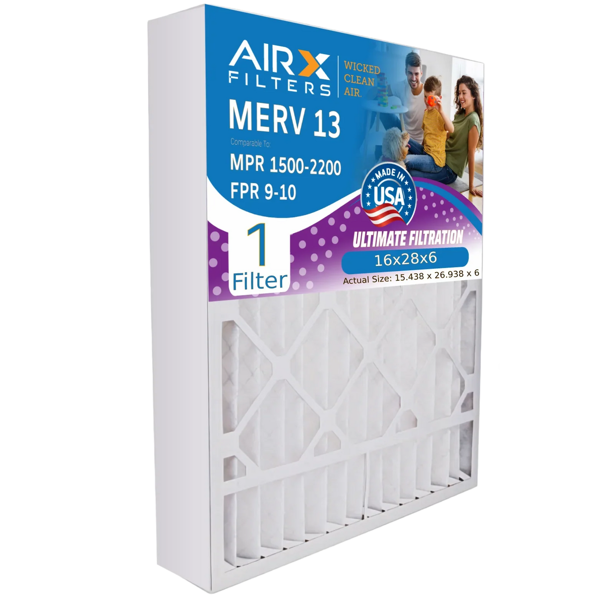 Premium 1500 Filter WICKED Furnace 16x28x6 9 FPR by Comparable to with AIR. 13 - Single 401 CLEAN Air Filter FILTERS 16x28x6 MPR Filter Aprilaire & USA 1 2200 AIRX Compatible MERV Made