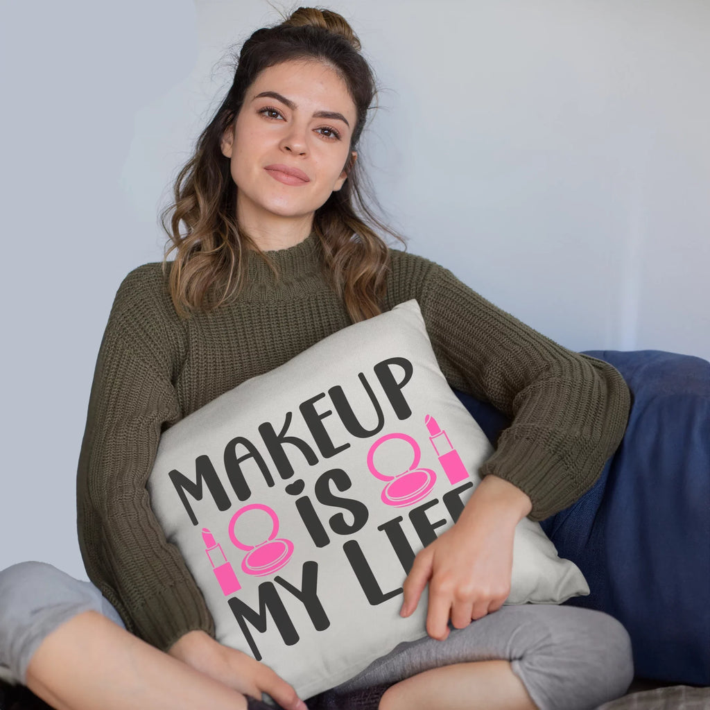 White Life & - Lovers, My Lipstick Themed IN Pillow Makeup Cover, 20X20 or Is for Gift Mirror for Compact Makeup Artist w/ Design Cosmetologist, Makeup Beauty Merch