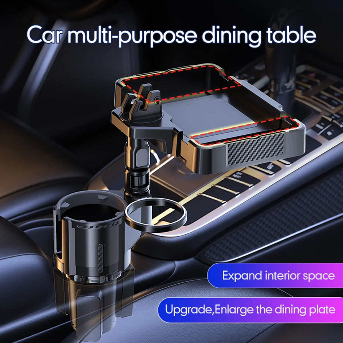 Snack Cup Dual and for Holder Expander 4IN1 moobody Car Tray Versatile Cup Drinks Storage Rack, Tray Multifunctional Phones, Holder