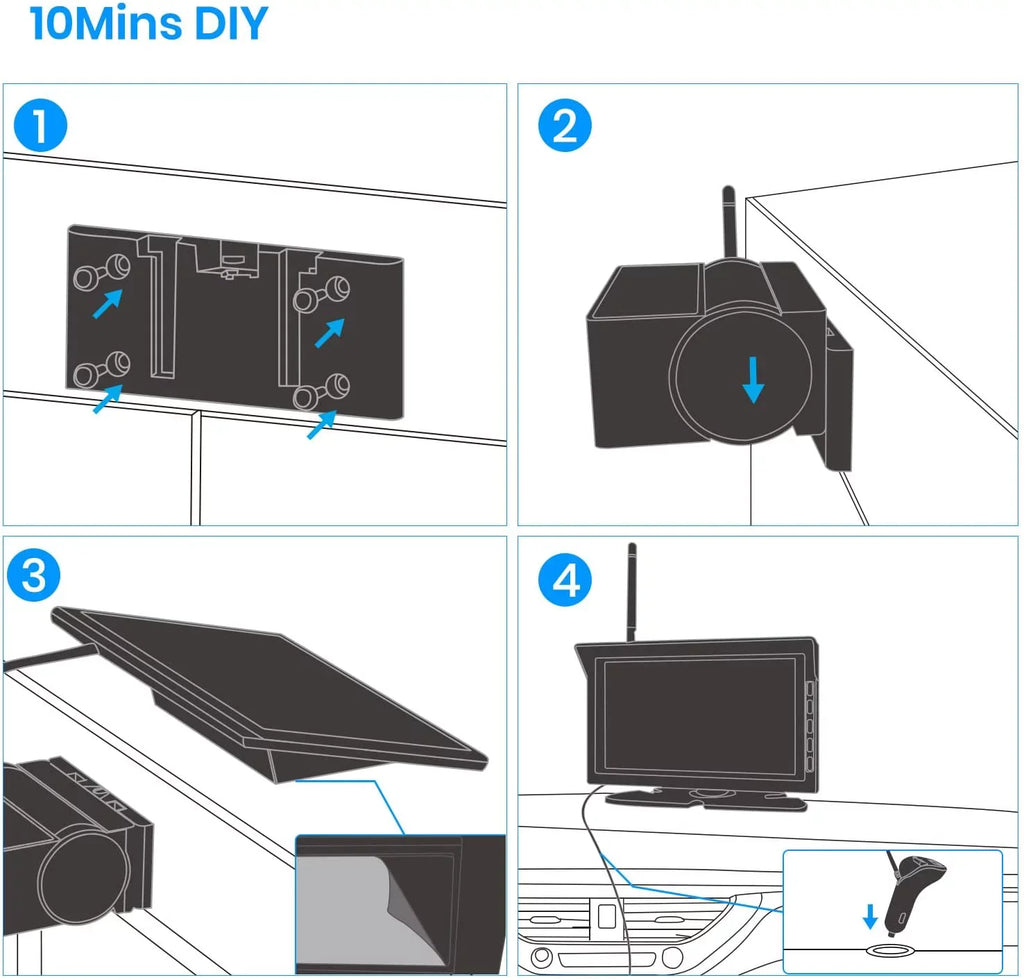 RV Monitor 7" Solar Backup Camera for with Auto-Vox 2 Trucks, for View Rear Cameras, Camera Trailer Systems Reverse Wireless