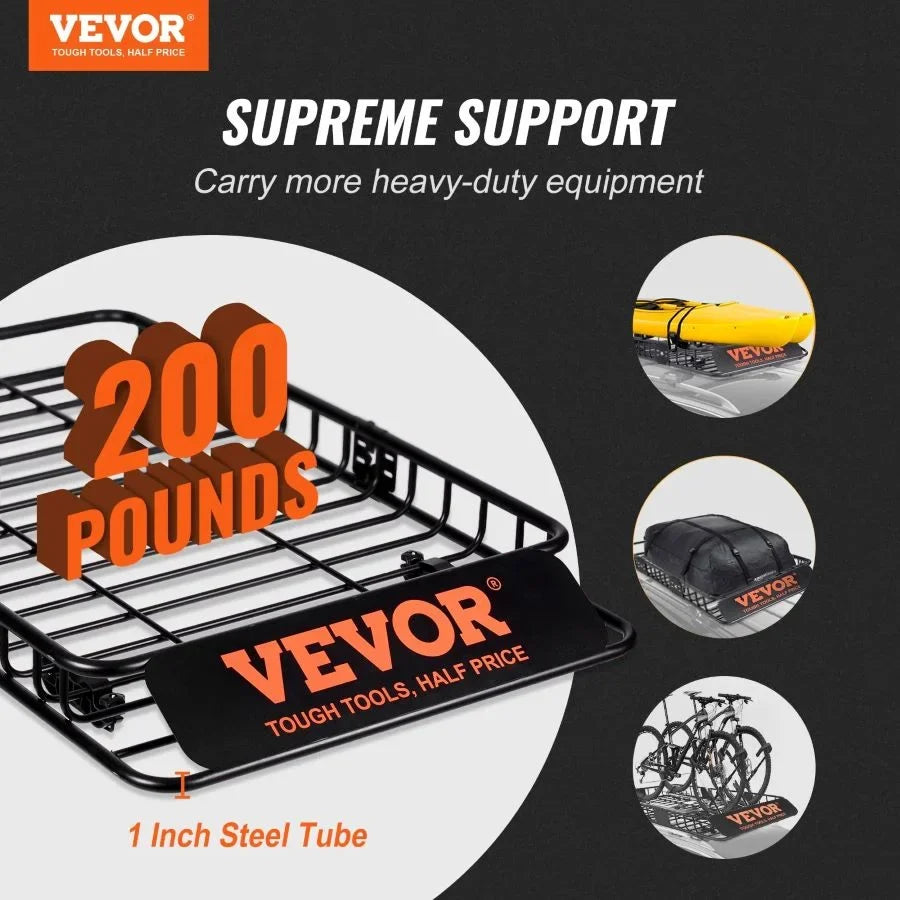 Extension, LBS Luggage x Rooftop Roof Cargo 200 VEVOR Vehicle Basket, SUV, Rack Cargo Rack Basket, Heavy-duty for Roof Truck, Universal Capacity 39" Carrier x with 64" Holder 6"