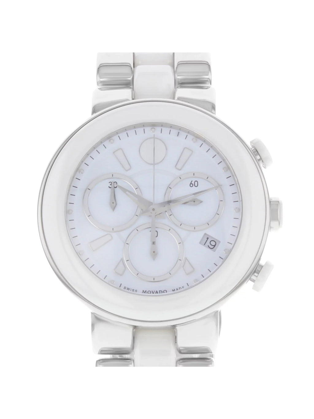 White Ladies Ceramic Watch Cerena Movado Chronograph 0606758