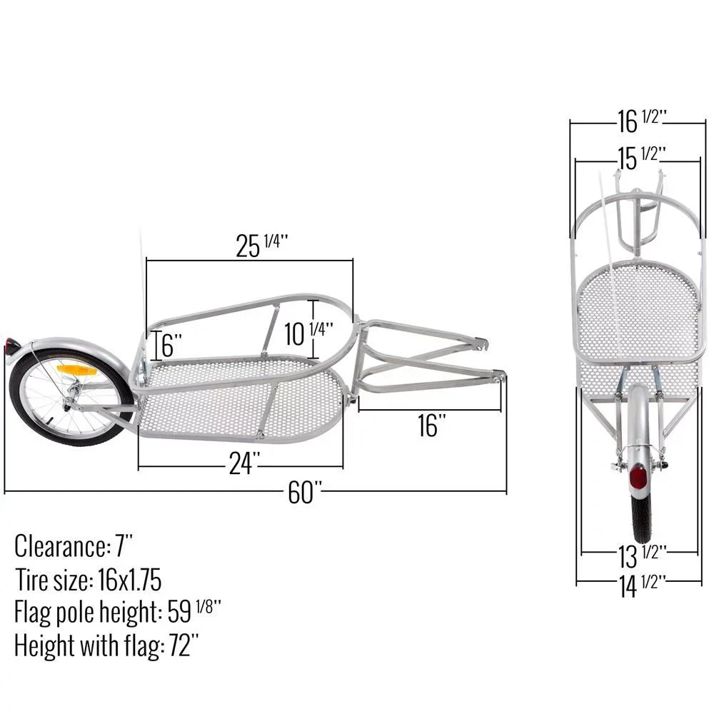 Wheel Single with exterior Elevate Cargo Pull-Behind Trailer Bicycle BCT-8002 Cargo Bag