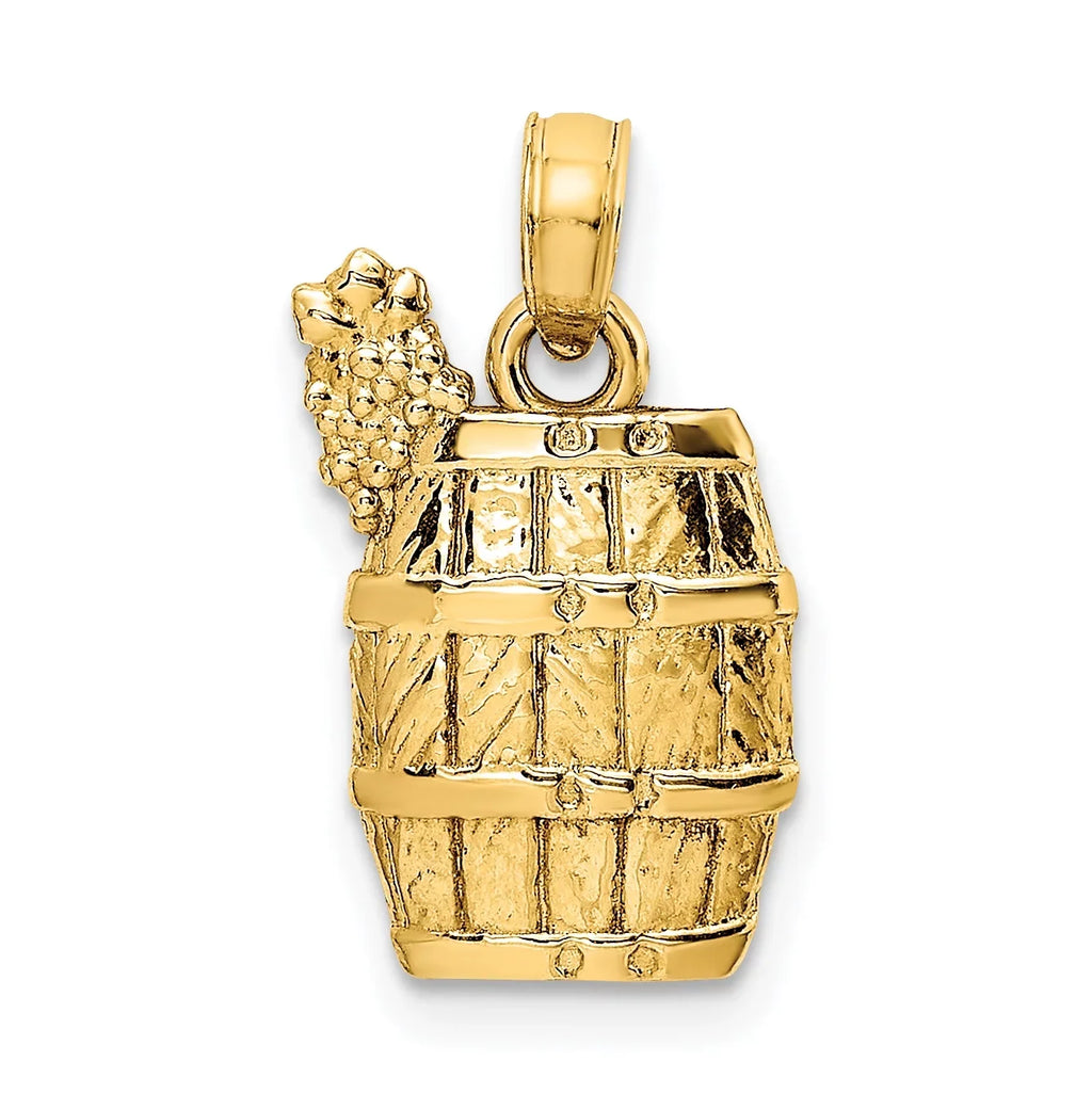 Wine FJC with Gold Yellow Finejewelers Charm Barrel Grapes 14k