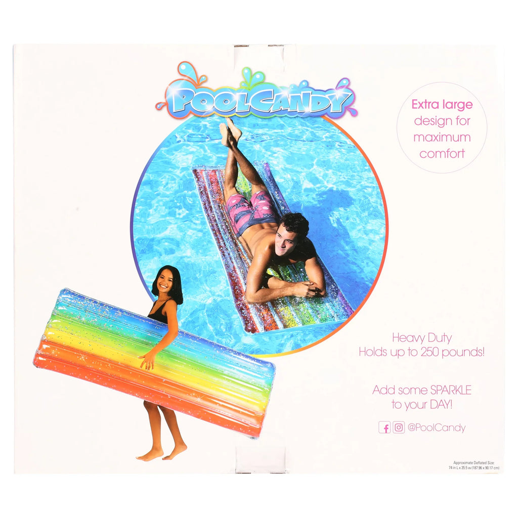 Collection Rainbow Pool 74" Glitter Raft Rainbow Deluxe - Haze