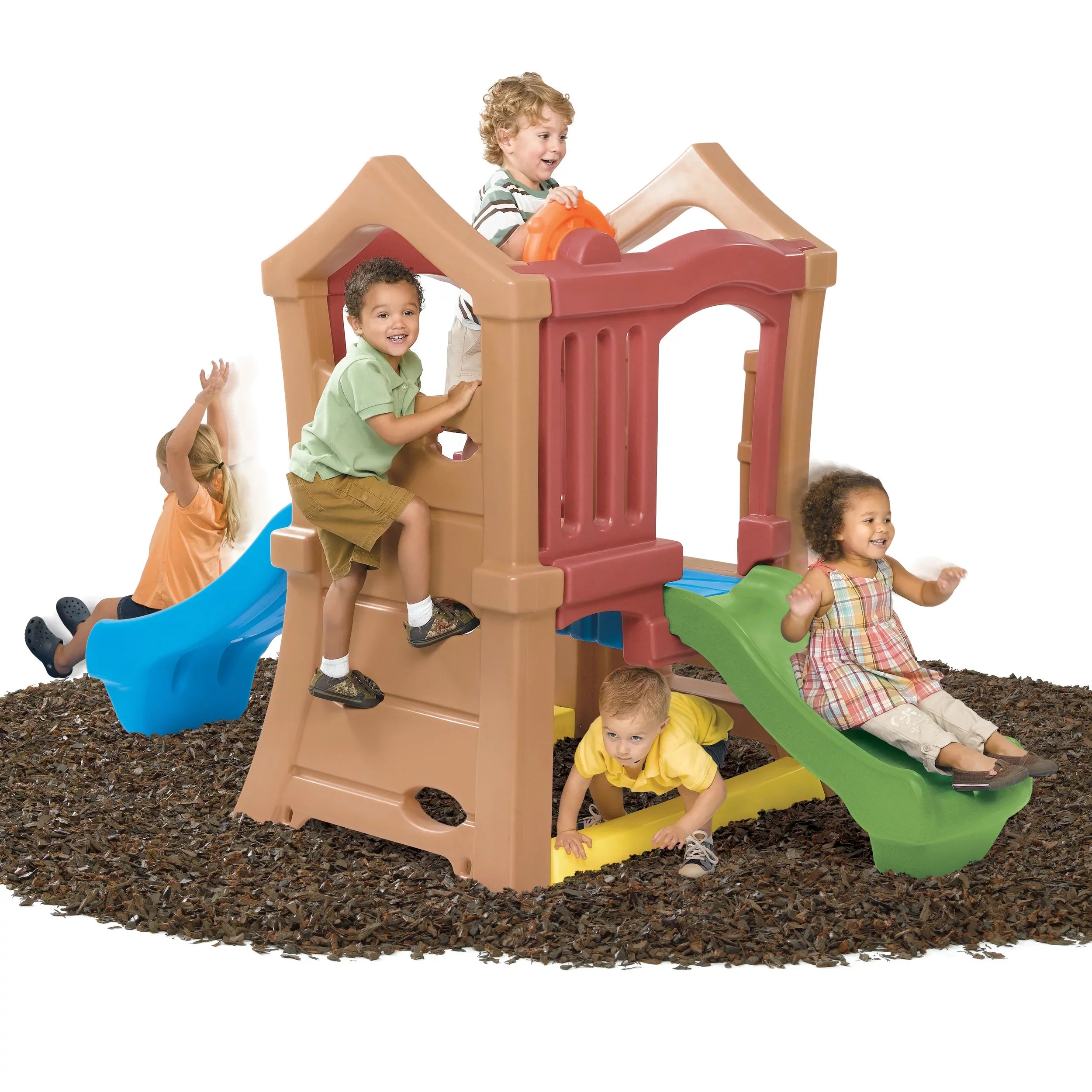 Toddlers Play Double Slide Climber, Up Step2