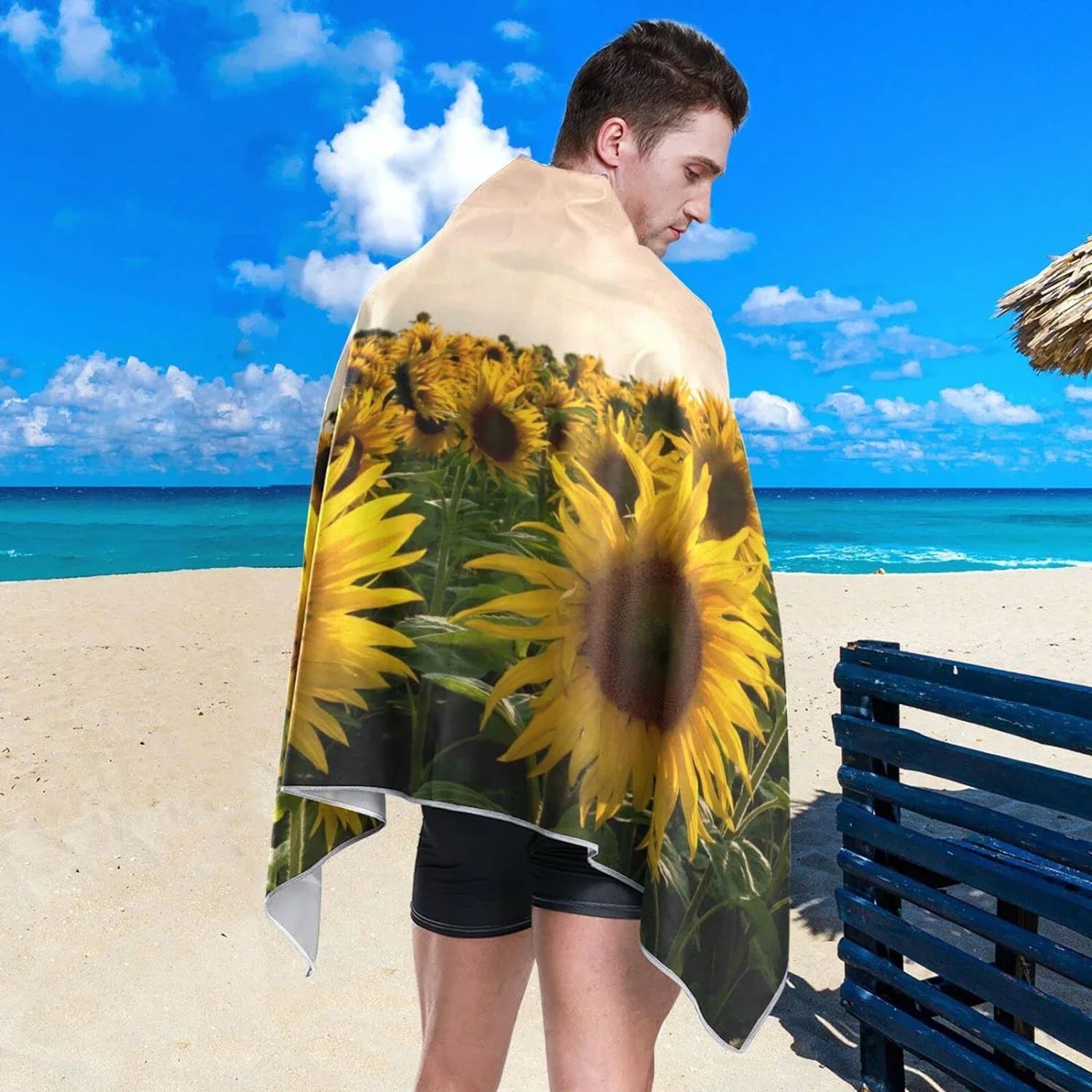 Quick Super Holiday（363） Absorbent Camping Dry Towel Compact Towels Beach - Sunflower for - Swimming Oversized Travel Bestwell Towel Lightweight Field