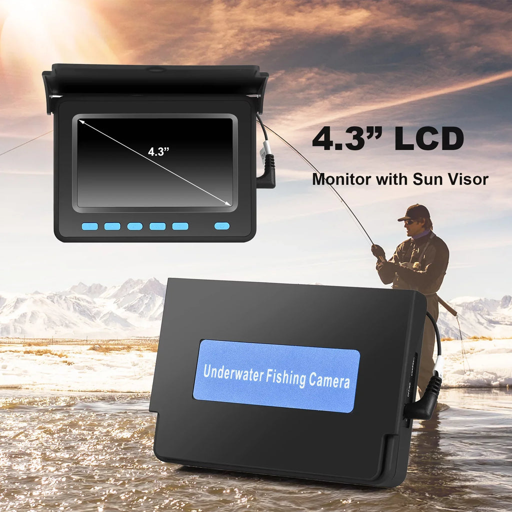 Fishing LCD 4.3'' Boat Fish Vision Walmeck for 20M/30M Finder 1200TVL LED Ice IR Night Fishing 8PCS Underwater Camera Camera