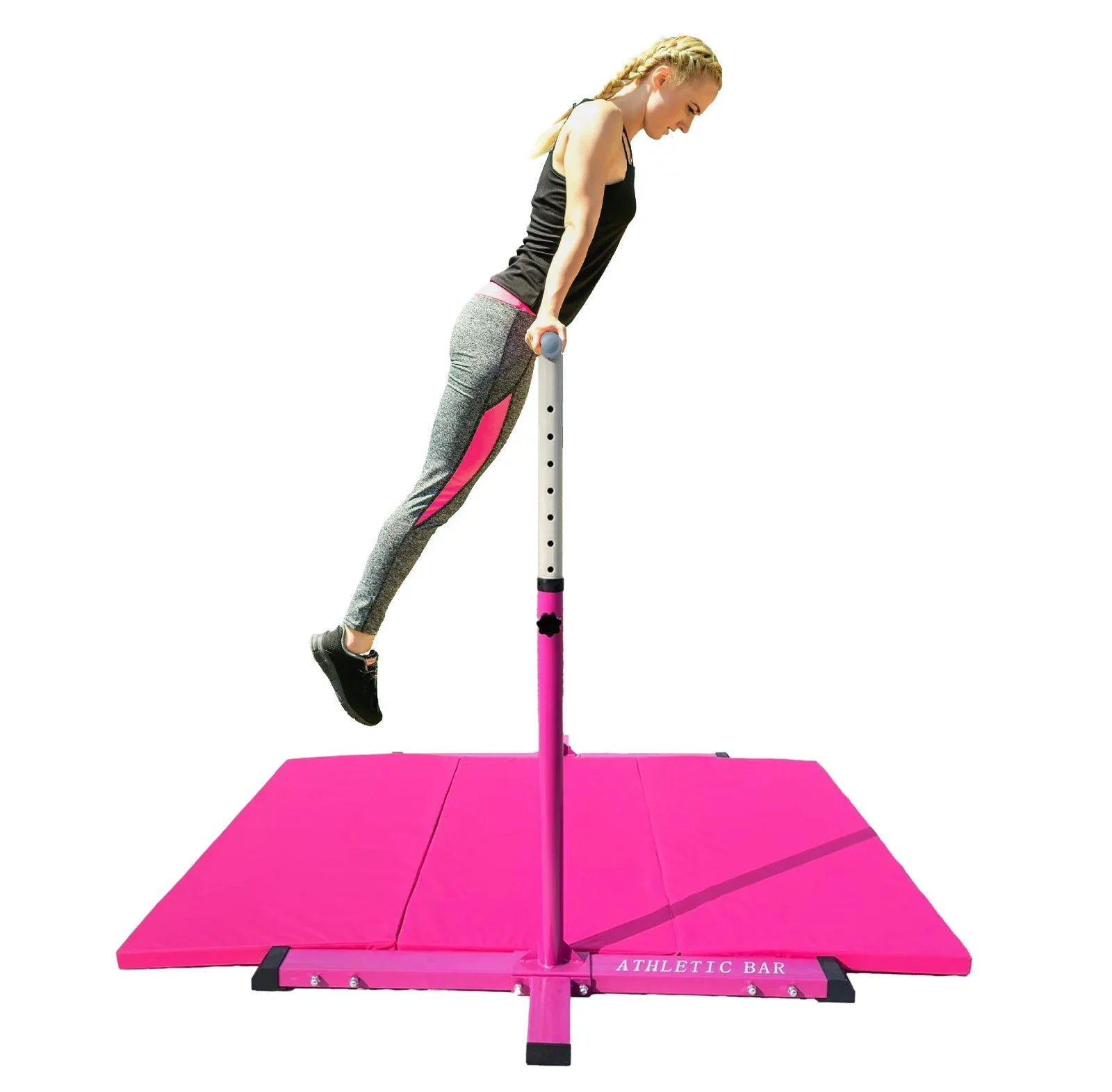 Height Kids Bar Gymnastic Cushioned Handrail, Athletic Adjustable to Gymnastics Training Pink Gymnasts Horizontal FT Kip Bar, for 6’x4’ Bar Gymnastics Mat 5 3 Expandable Bar with for Junior Bar and
