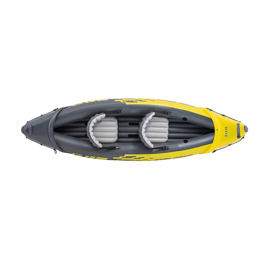 Pack) Set Person Inflatable Kayak Air (3 and K2 Pump, Explorer Yellow Intex 2