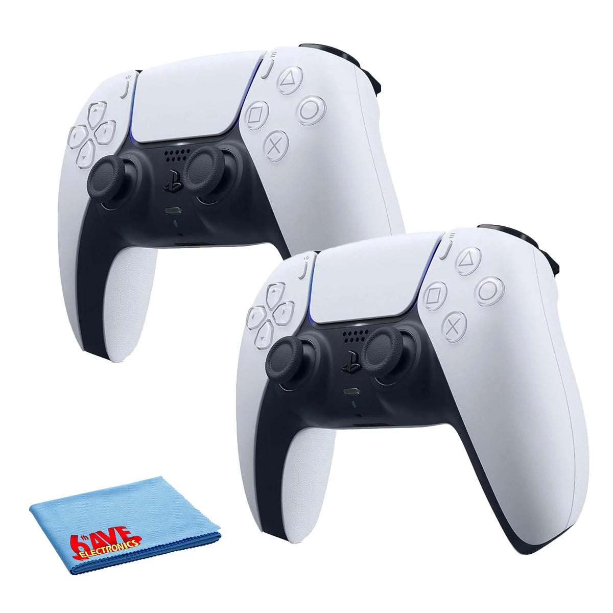 Controller White 2x Wireless Cleaning Microfiber Bundle 6Ave DualSense With Controllers 5, Cloth PS5 - PlayStation +