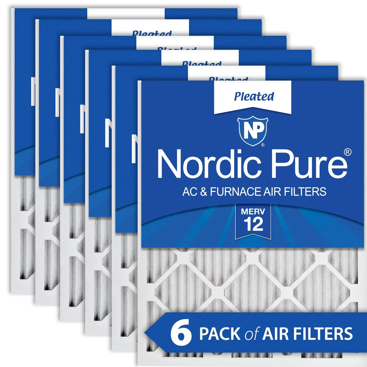 12 6 Filters Pleated Air MERV 16x25x1 (15_1/2x24_1/2) Pack