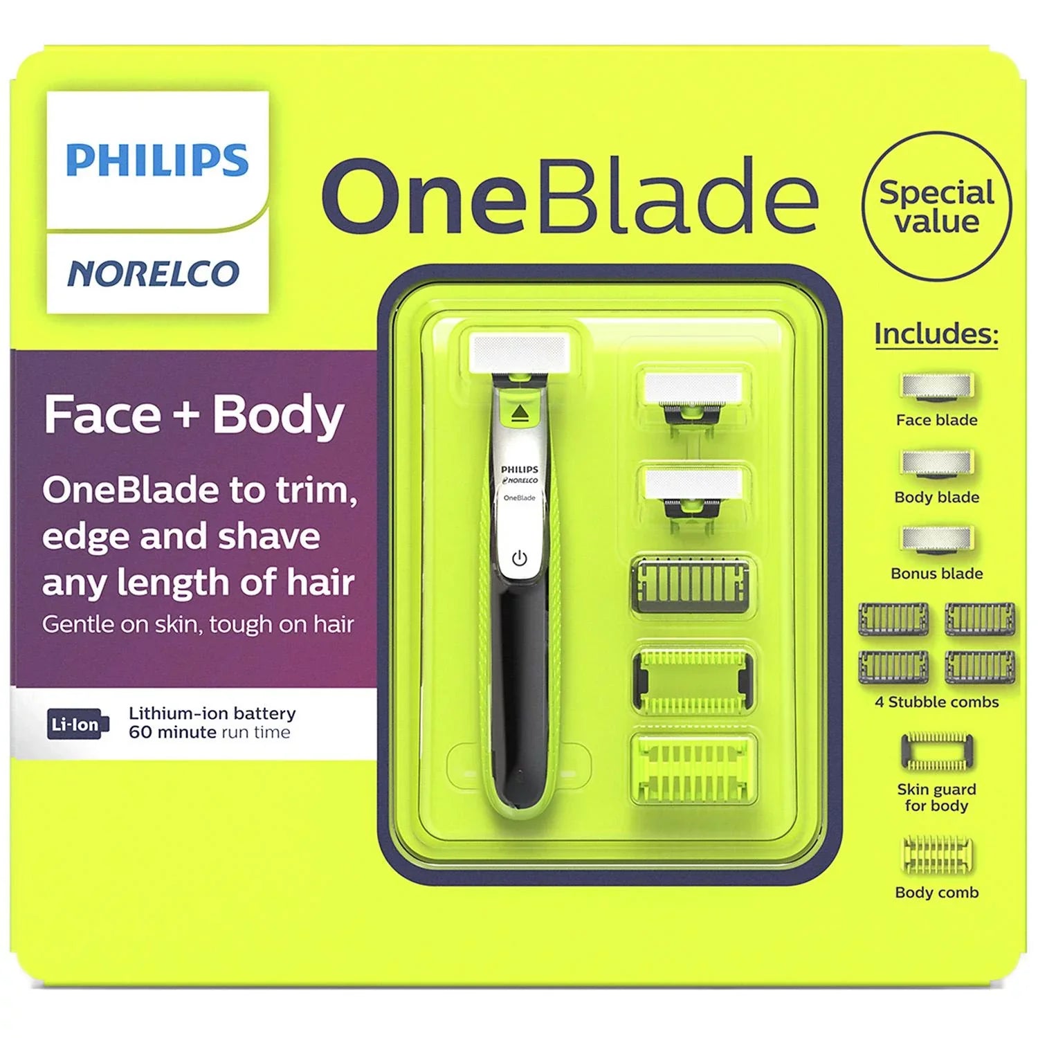 '+ Trimmer Norelco Face Electric and OneBlade Body Shaver