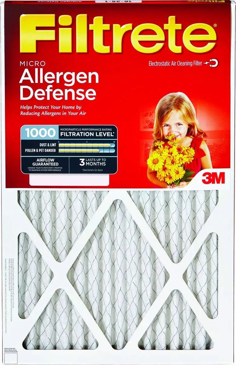 Micron Furnace Allergen or Defense Filtrete 3 Quantity or Filter, Red Microfiber Micro 3M - 9801-2PK-HDW Pleated, 16x25x