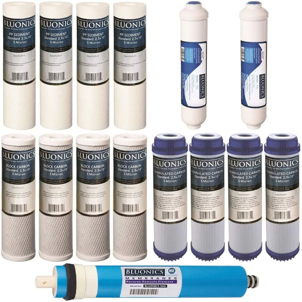 (15 50 w/ Cartridges GPD Set Replacement Filter Membrane Reverse pcs) RO Osmosis