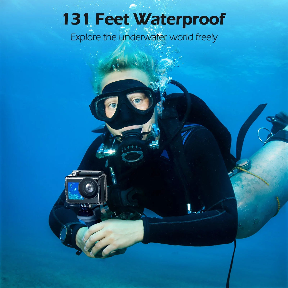Camera Underwater WiFi Campark Action Waterproof Camera 4.0 Camera External 20MP Sports Ft Zoom Remote Support Control EIS 4K Mic 30FPS Camera 131 Vlog