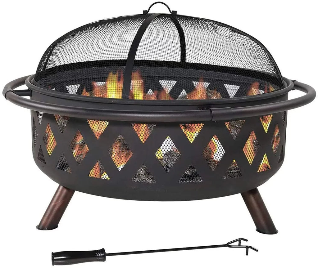exterior Grill Clover Pit Campfire Portable Fire Burning Pit & Wood