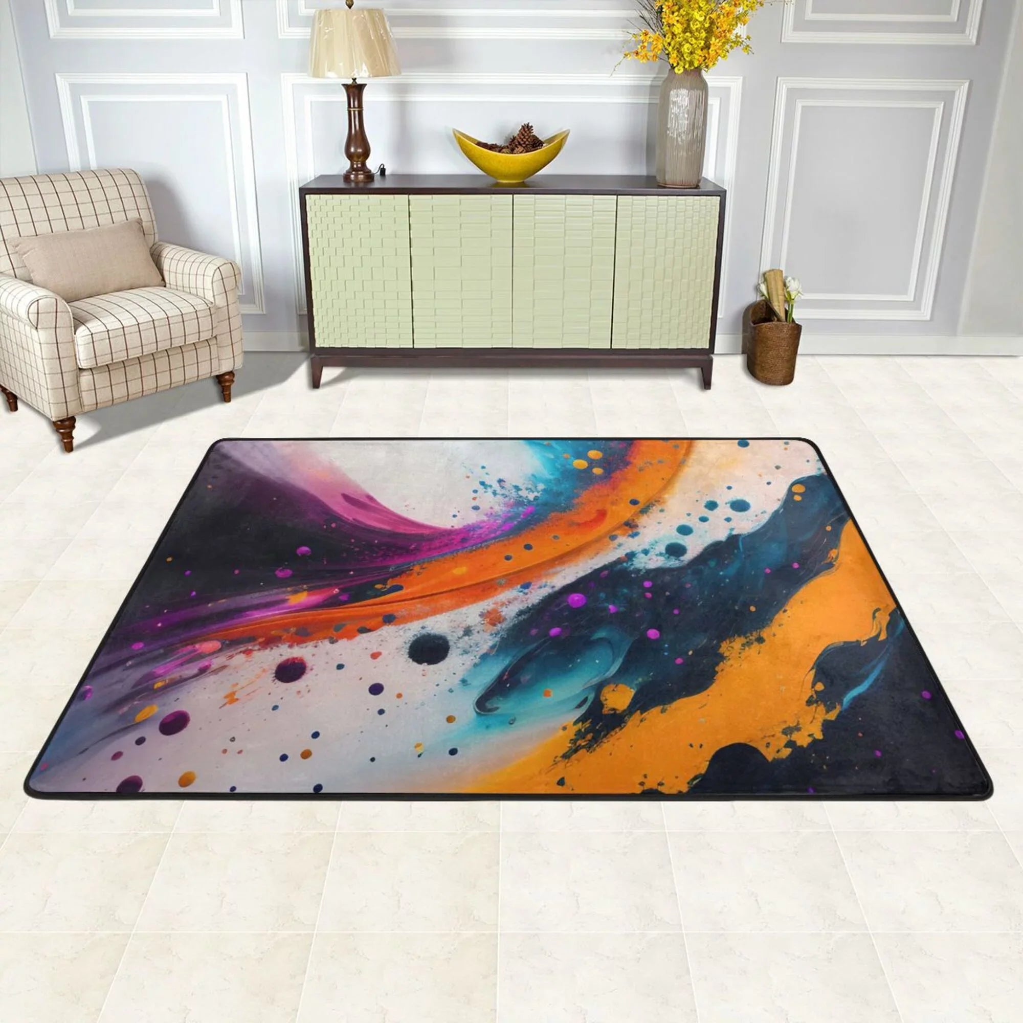 XMXY Living Kitchen for Area Rugs exterior 36"x24" Blaze Non-slip Floor , Texture Mat Sink Entrance Doormat Indoor Rug Area Room Fractal Facecloth