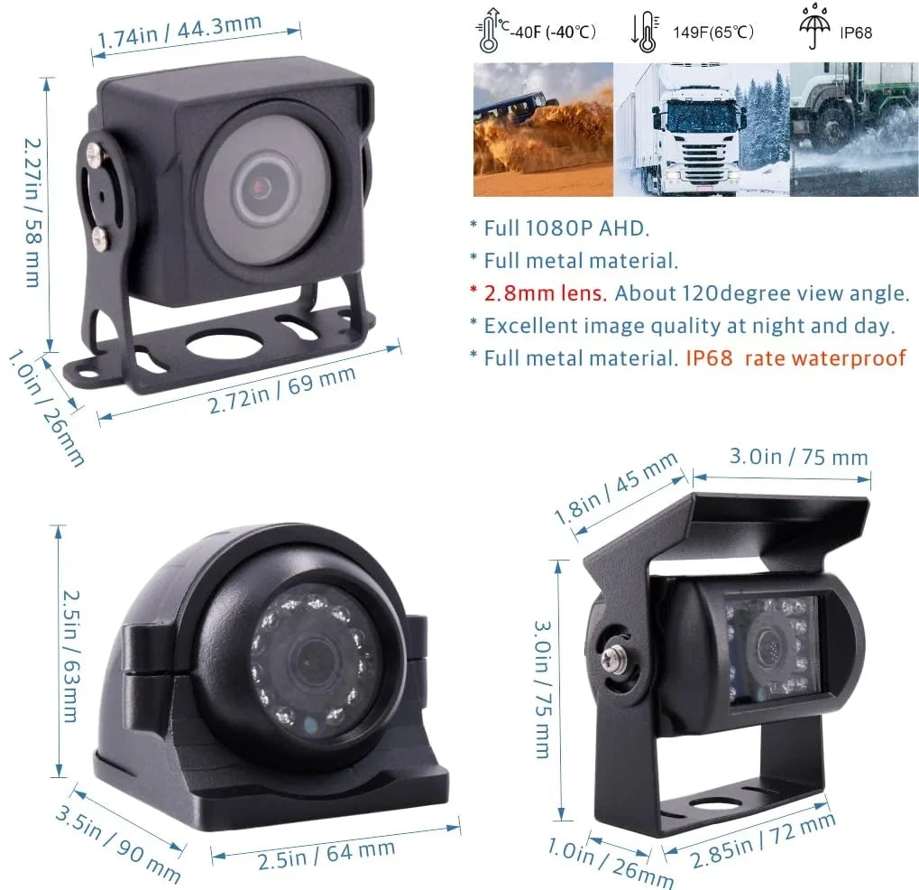 APP/Web, Large 4-CH for Van RV Real-time System JOINLGO Remote Video, View 120 Bus Angle on GPS WiFi Lopp Record Camera Video Waterproof Truck Camera View 1080P