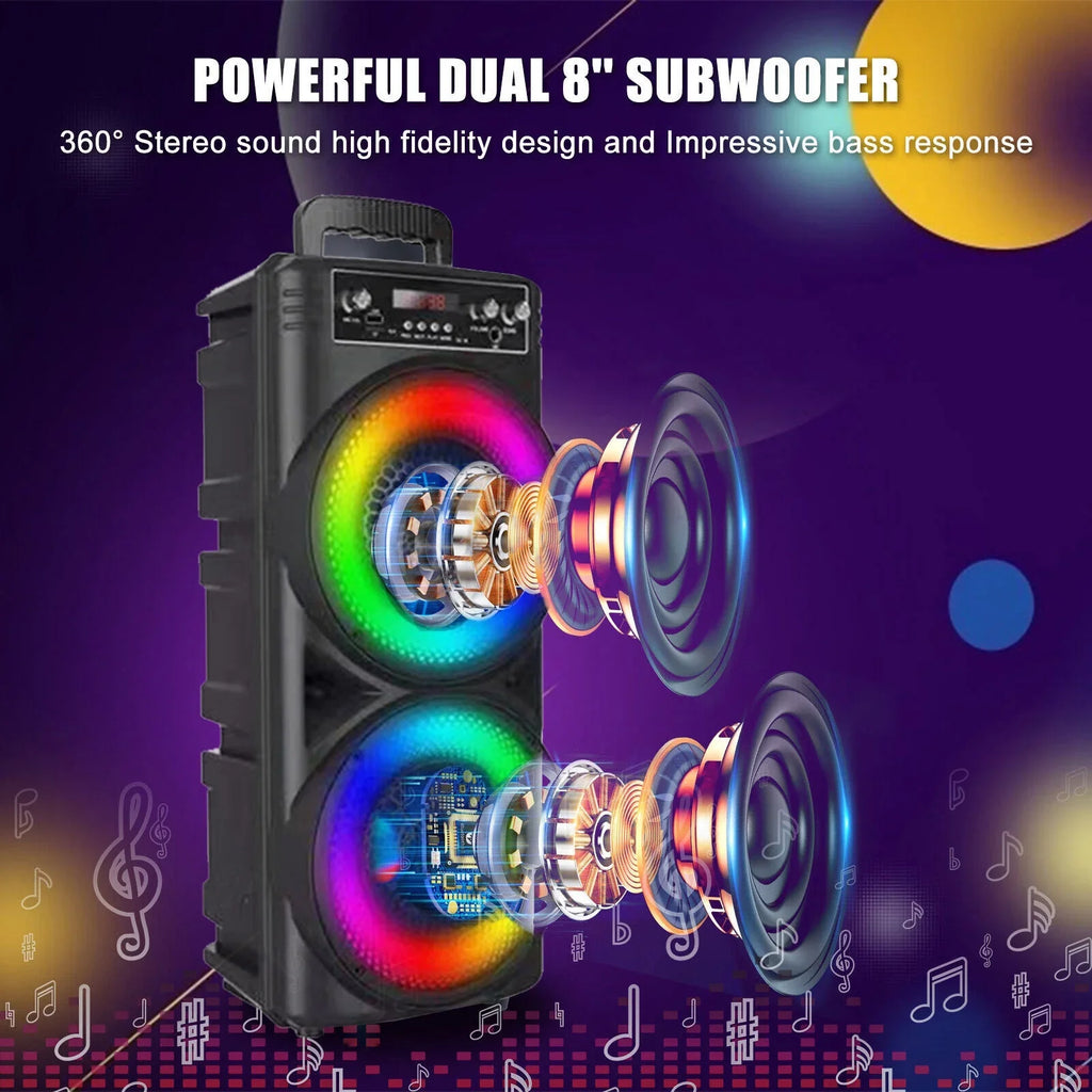 8-inch Loud Bluetooth Speaker 6000W Speaker -FM/AUX/MP3/USB System Party Party Heavy Portable Bass Subwoofer Mic & Dual Sound TIANLAIMEI
