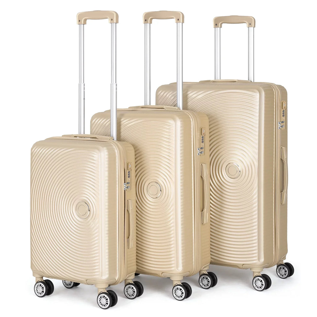 in Champagne, Oriental Collection TSA - Piece Spinner Lock Hardside Hikolayae Sets Luggage 3