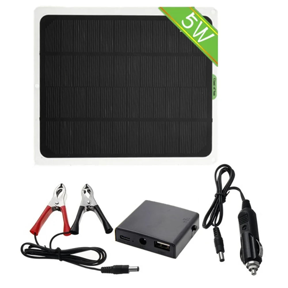 Charging Charger Solar RV Monocrystalline 20W exterior with Cars for occkic Panels Charger Yachting Flexible Clips 12V/5V Battery