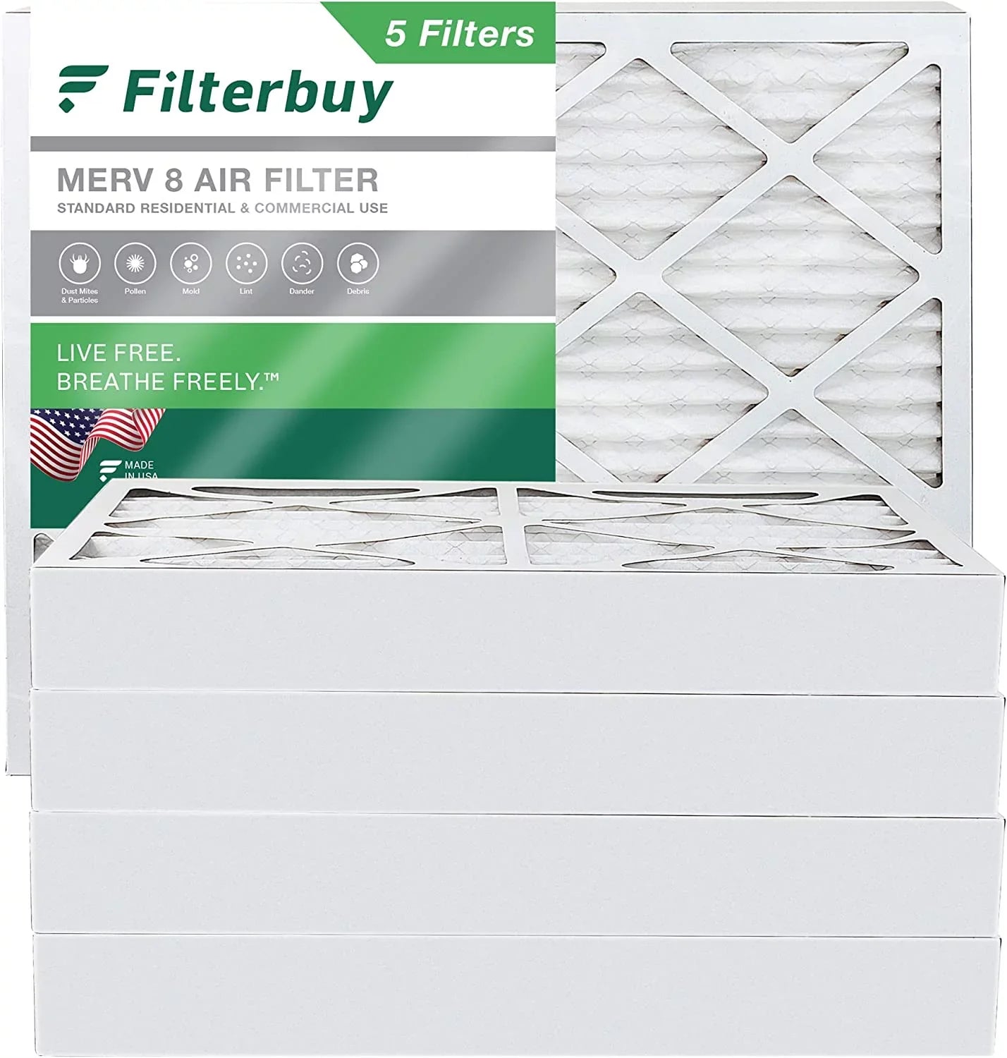 AC 16x20x4 (5-Pack) MERV HVAC Furnace Filters 8 Filterbuy Pleated Air