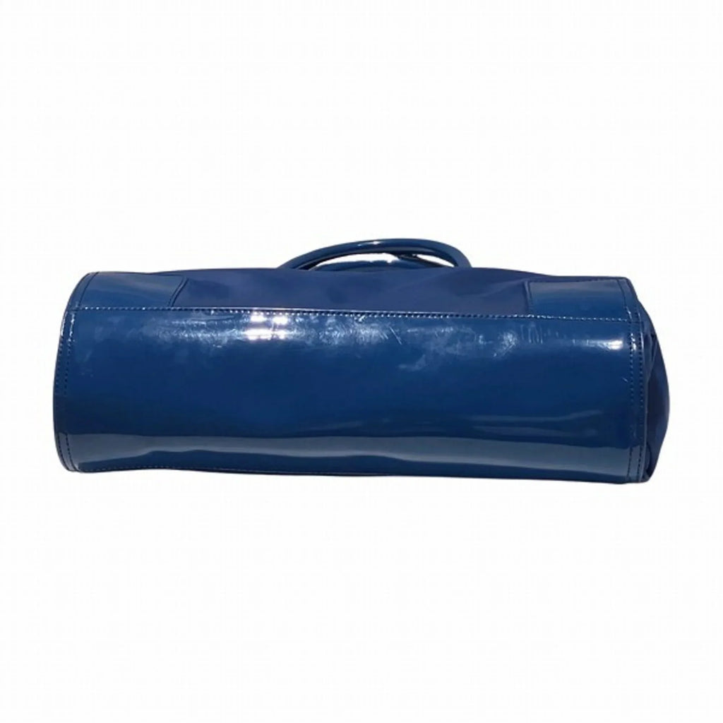 x (Good) Tory Leather Canvas Patent Tote Burch Bag Navy Nylon Women's Pre-Owned