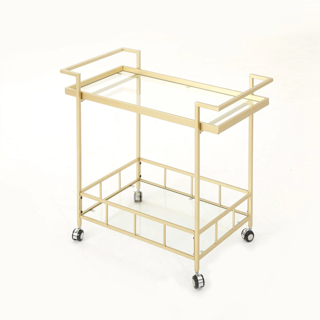 Glass Iron Gold Industrial Bar Aletta and Cart,