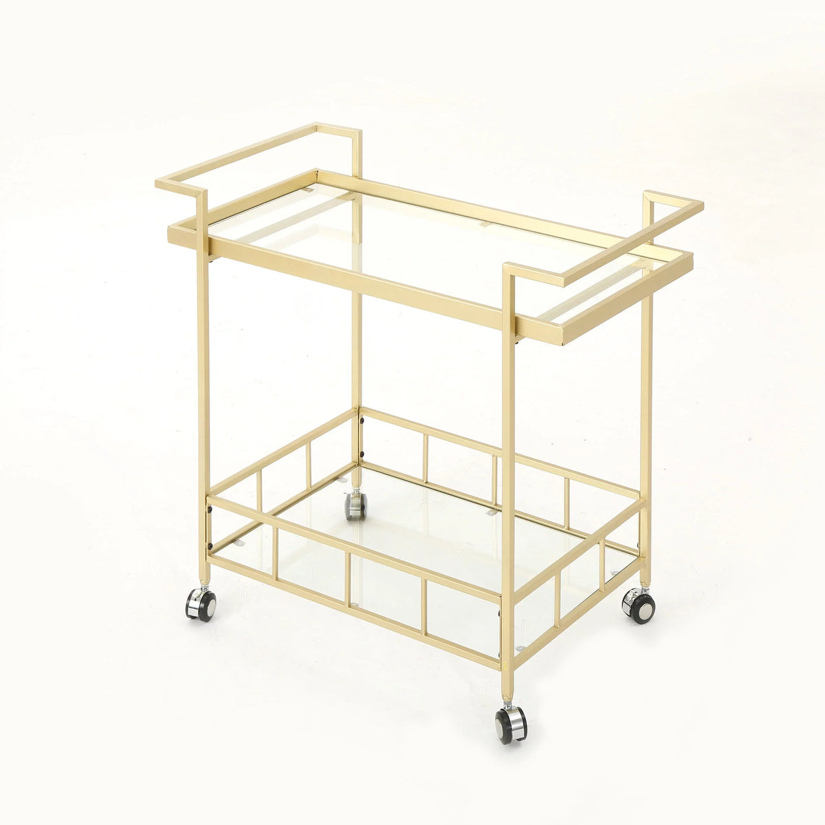 Glass Iron Gold Industrial Bar Aletta and Cart,