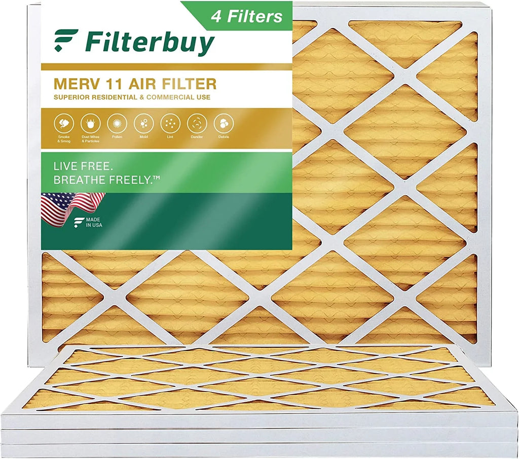 Air Pleated 11 AC Filterbuy Furnace Filters HVAC MERV 17x20x1 (4-Pack)