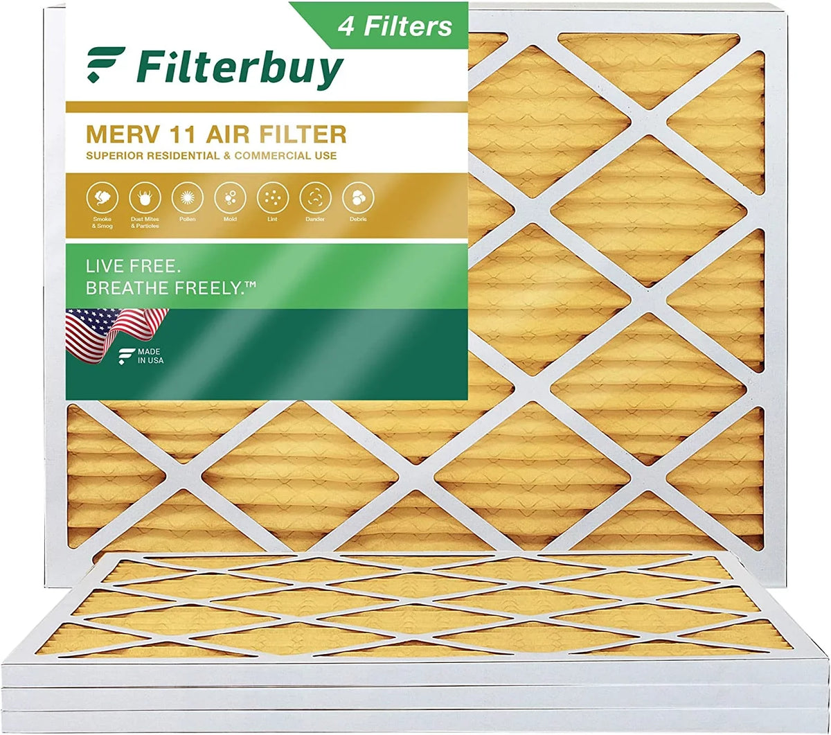 Air Pleated 11 AC Filterbuy Furnace Filters HVAC MERV 17x20x1 (4-Pack)