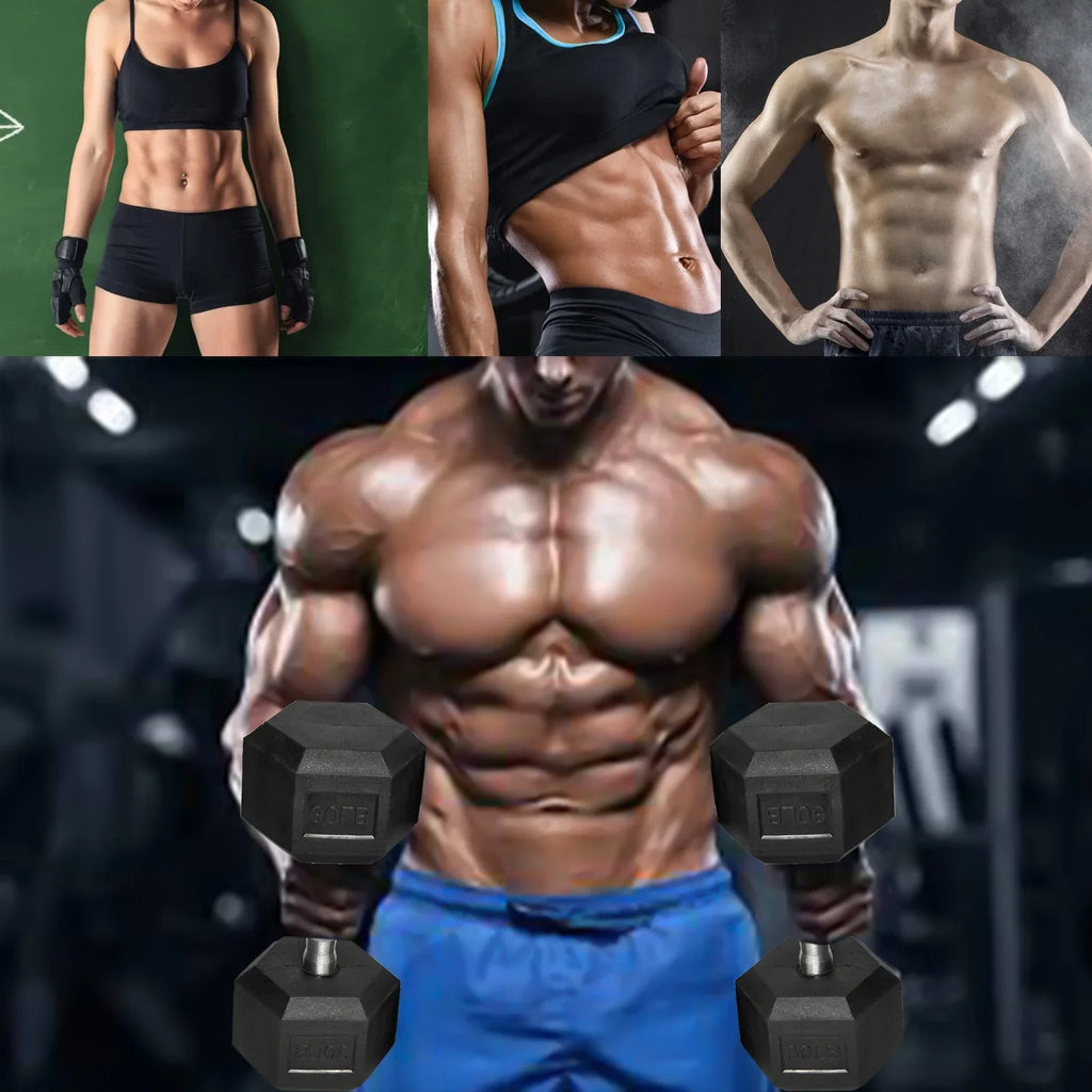 Rubber 1 Set Metal Barbell of Heavy Hex with Pair Dumbbell Handles Dumbbell 1 of ATIXEL