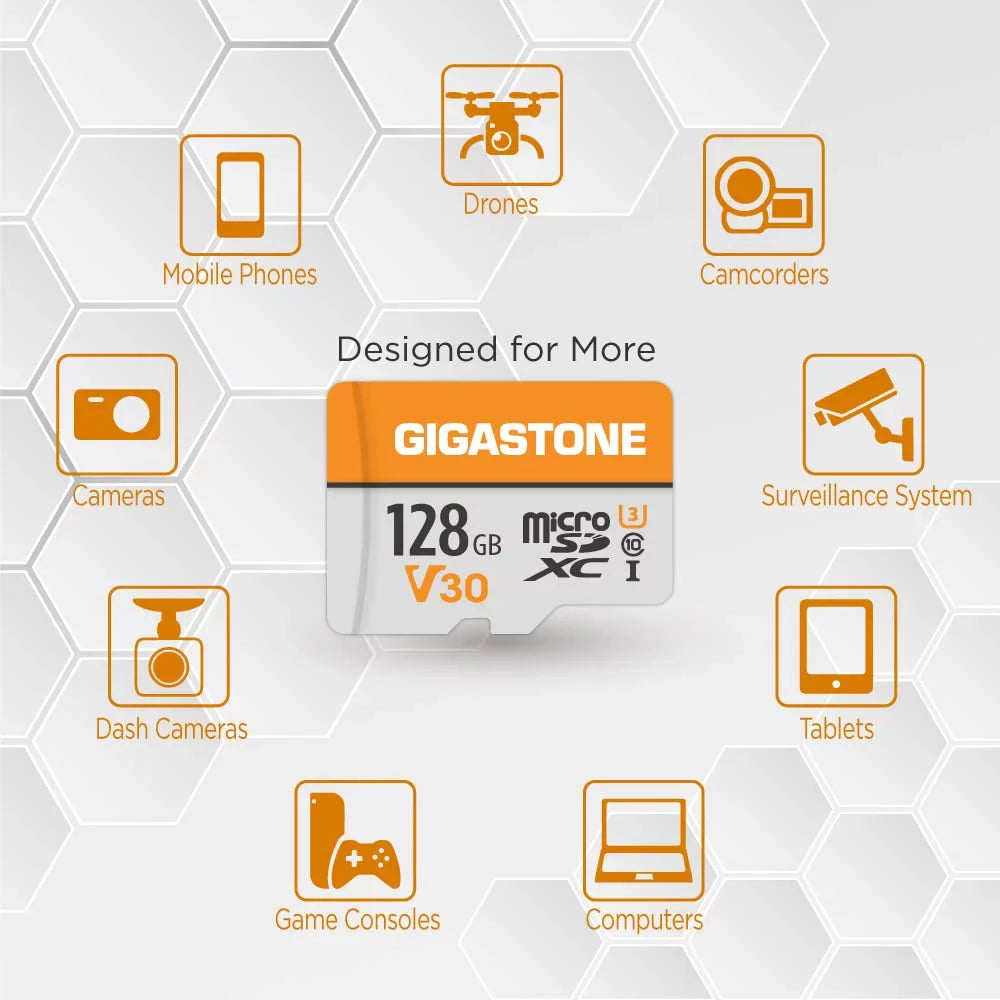 Dash 10, Card, Cam Professional, Video, Surveillance 2 Drone SDXC Action Micro 128GB UHD Security Camera Gigastone A1 (2x128GB) Class Pack 4K Cams,