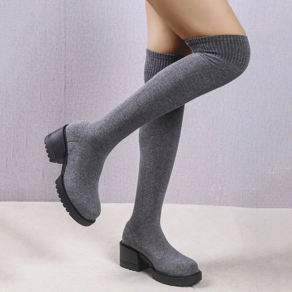 Heeled for Boots Sock Ladies on Winter Women Women Work Waterproof Length dimension Boots Long Buckle Boots Boots Boots 11 PMUYBHF Minimalist Pull Knee Snow