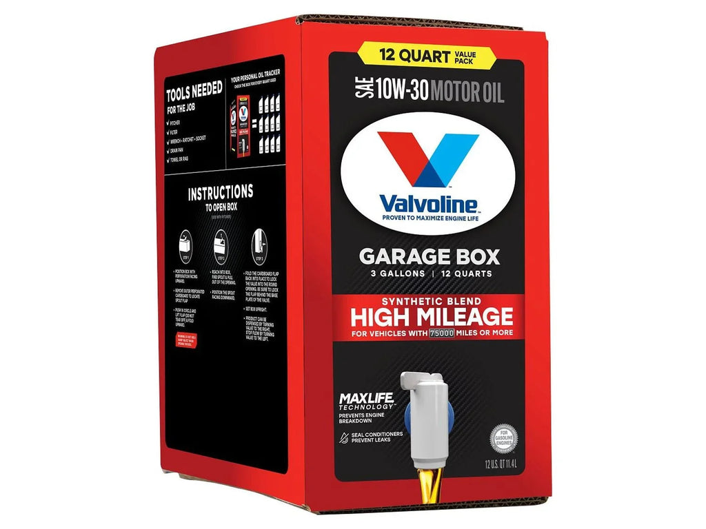 MaxLife Motor Garage Mileage Blend High QT 12 Synthetic 10W-30 Oil Valvoline Box