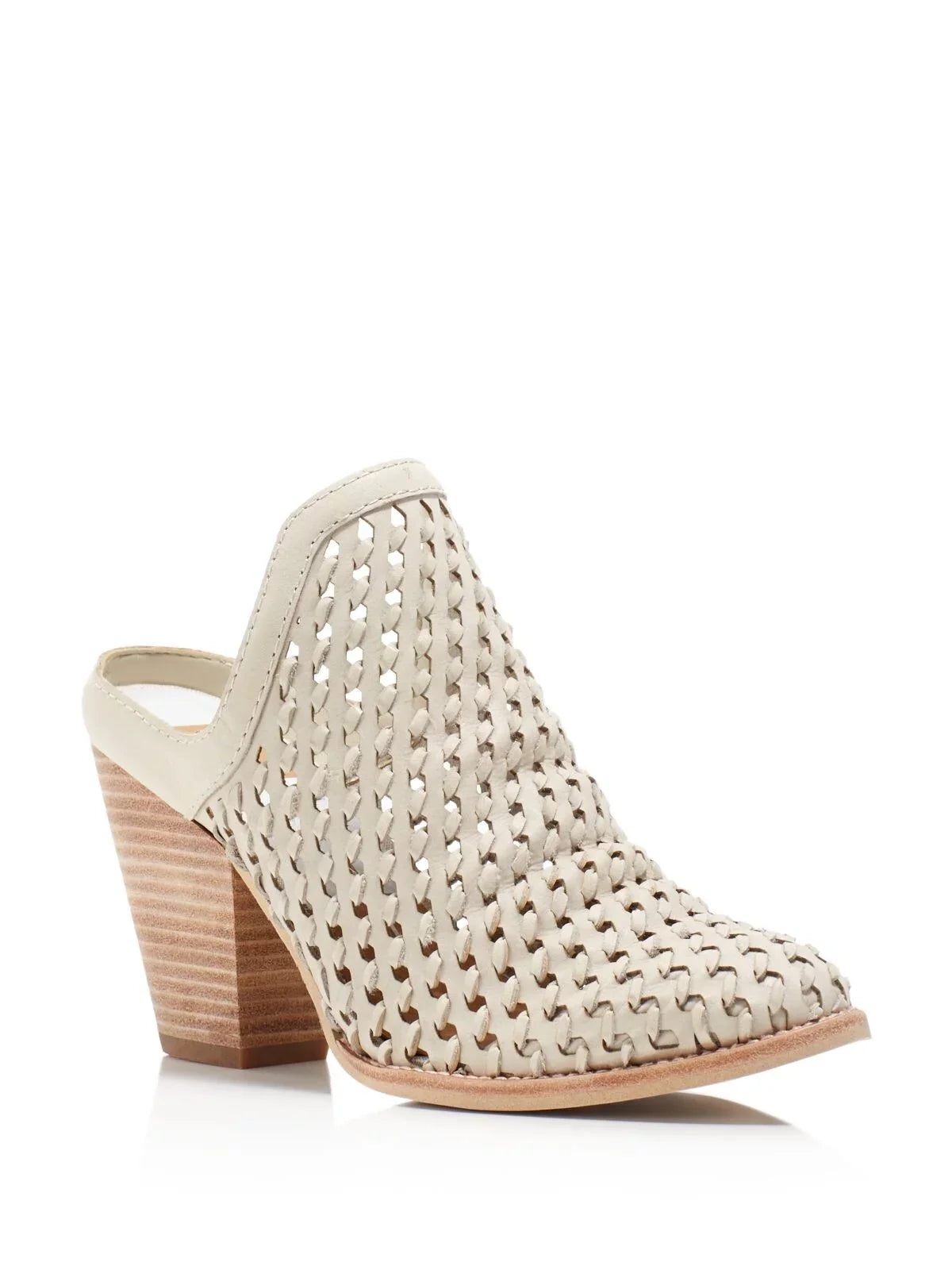 Heeled Woven Leather Padded Hudson Block Toe Womens DOLCE Almond Mules VITA Shoes Heel Ivory Slip On 9