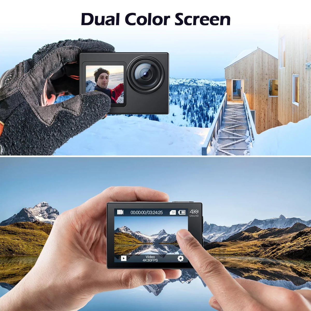 Camera Underwater WiFi Campark Action Waterproof Camera 4.0 Camera External 20MP Sports Ft Zoom Remote Support Control EIS 4K Mic 30FPS Camera 131 Vlog