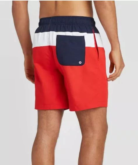 Men's 8" - XXlarge Navy/White/Red- Colorblock Speedo Swim Shorts