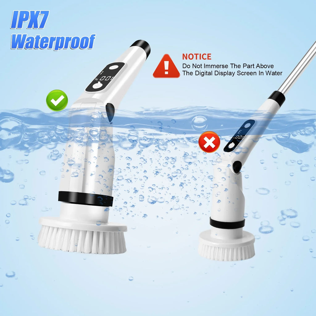 Cleaning Cordless WLRETMCI for Handle Electric with 8 Brush Kitchen Tub Household Cleaning Brushes with Floor Heads,Shower Scrubber Spin Scrubber, Long Brush Car Bathroom Tile