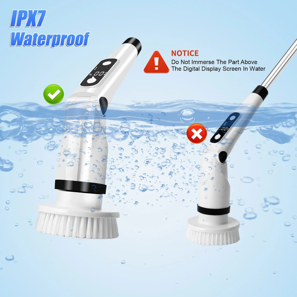 Cleaning Cordless WLRETMCI for Handle Electric with 8 Brush Kitchen Tub Household Cleaning Brushes with Floor Heads,Shower Scrubber Spin Scrubber, Long Brush Car Bathroom Tile