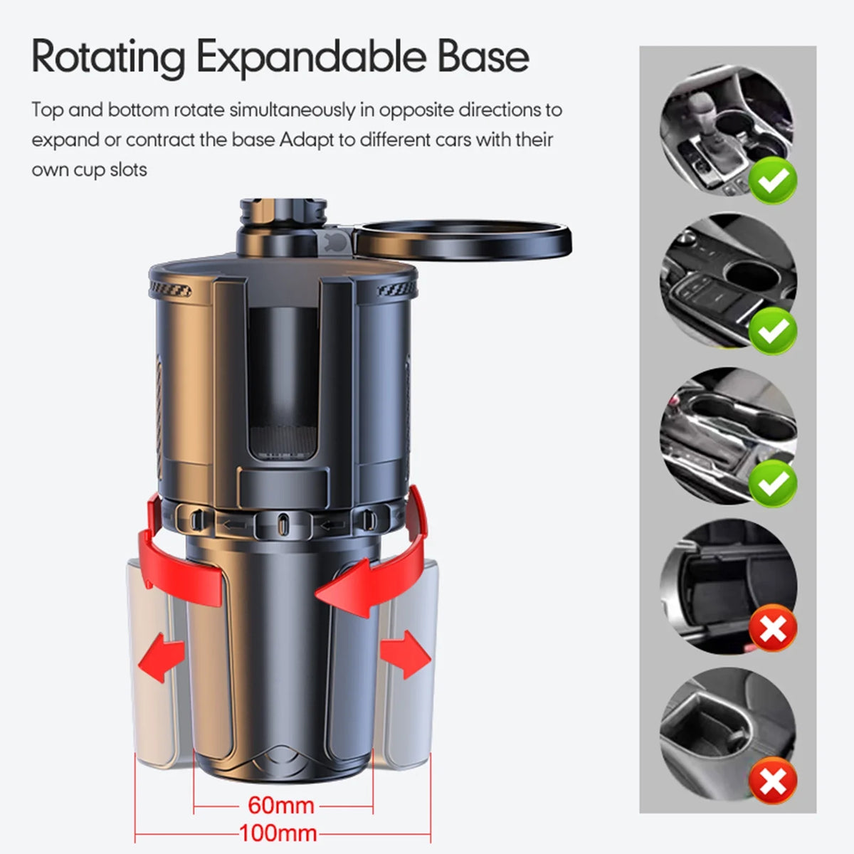 Snack Cup Dual and for Holder Expander 4IN1 moobody Car Tray Versatile Cup Drinks Storage Rack, Tray Multifunctional Phones, Holder