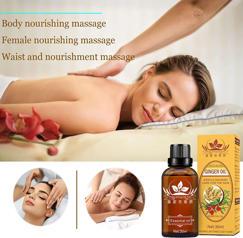 Massage Skin, Grapeseed Ginger Pcs Cosprof Drainage Gift 5 Oil Set Natural Ginger Drainage Day for Massage, 100% Valentine's Perfect Belly SPA Oil, Ginger Massage Oil Oil, Lymphatic Pure