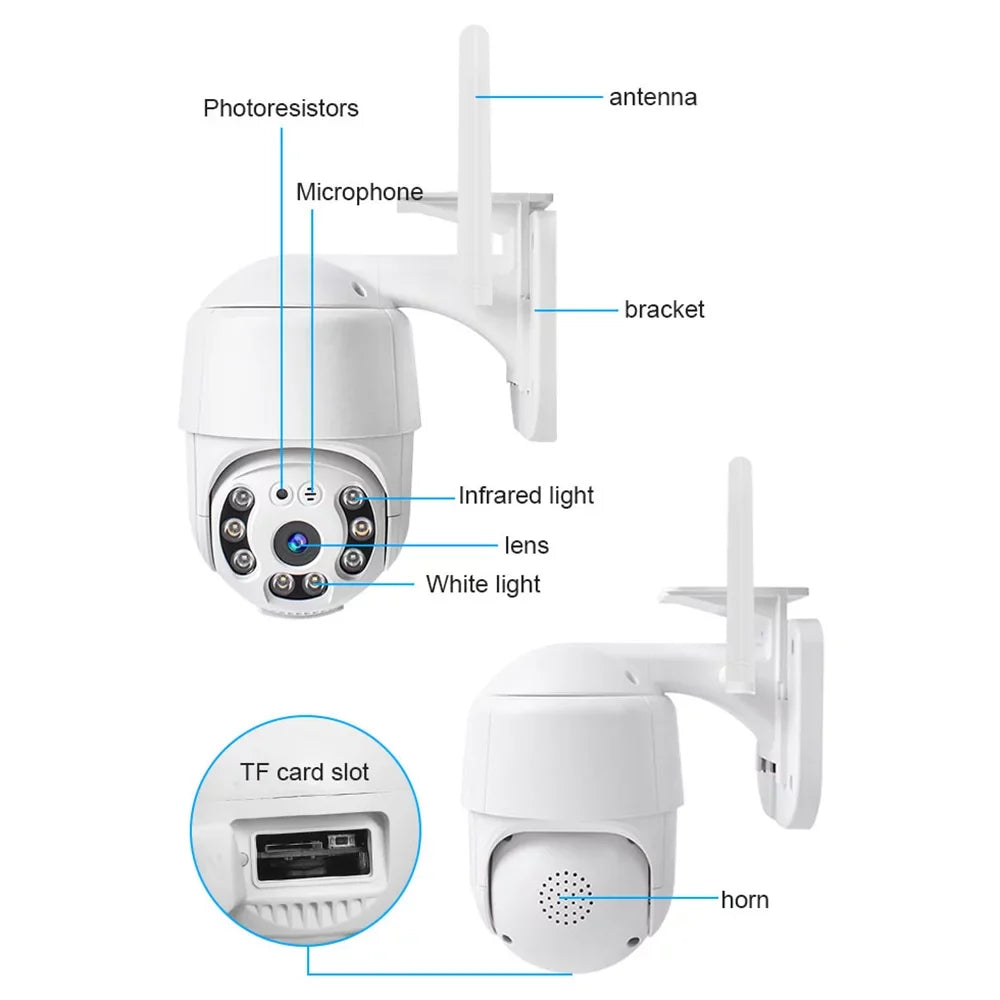 Wireless Alarm, Smart System Remote Waterproof Control Camera Communication, Vision, Rotation, 355° - with WiFi Motion Two-Way Light APP Night Detection, & & Sound Office Home for 1080P Security