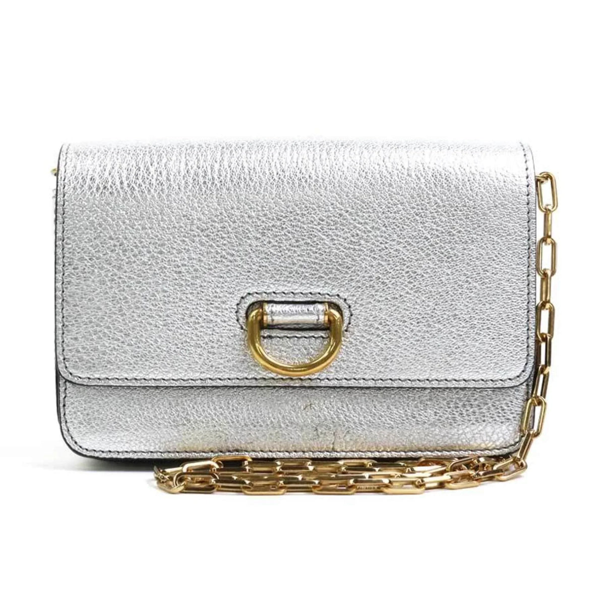 bag silver BURBERRY leather shoulder Burberry ladies diagonal (Good) Pre-Owned
