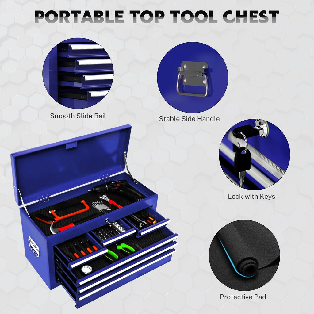 Drawers, Tool Hidden Chest Sliding On Organizer Rolling Capacity Drawers, Box, with Chest Cabinet Tool Lockable Blue with 8 Tool & Box Double with Wheels Large 2-IN-1 Drawers, Tool