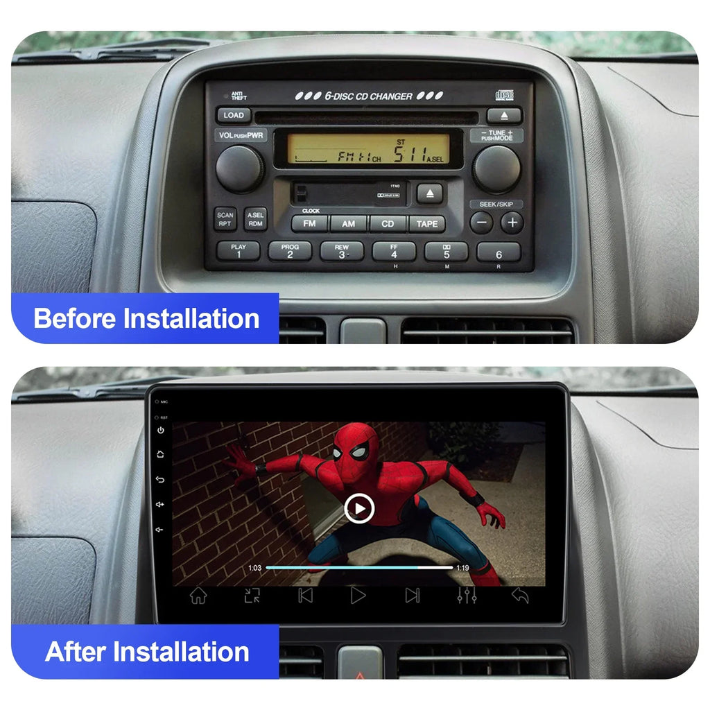 Control Built-in Android with Inch CR-V 9 Wheel Honda Car for Backup Wireless Carplay/Android TouchScreen Stereo 10 2002-2006 Auto/GPS/Bluetooth/FM/AUX-in/Steering Radio Camera Din Double