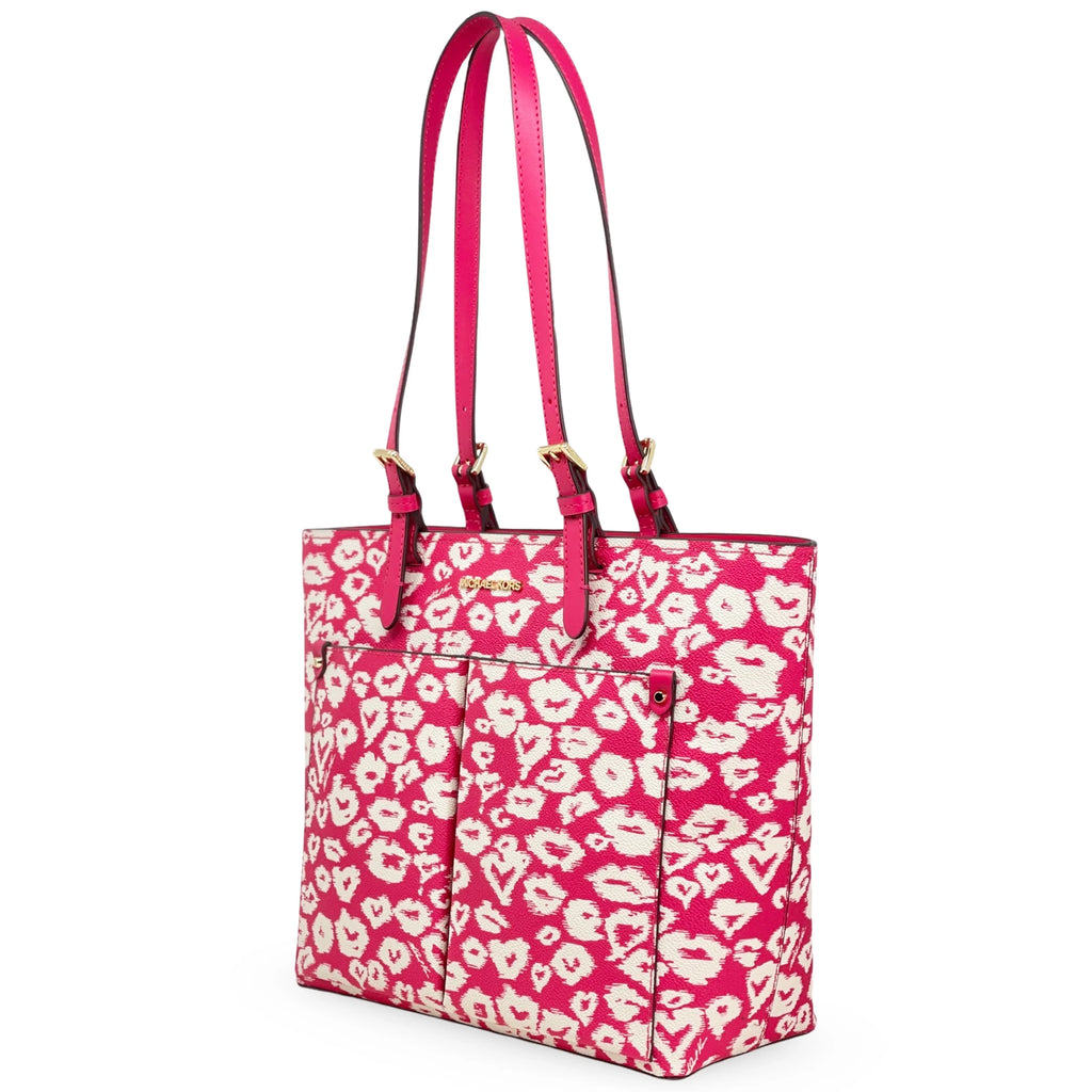 Coated Pink (Electric Double Printed Medium Canvas Pocket Kors Jet Tote Michael Multi) Set Travel Women's