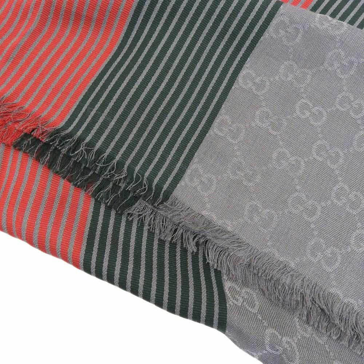 Pre-Owned Gray,Green,Red Silk Stole (Good) Men,Women Cotton Color