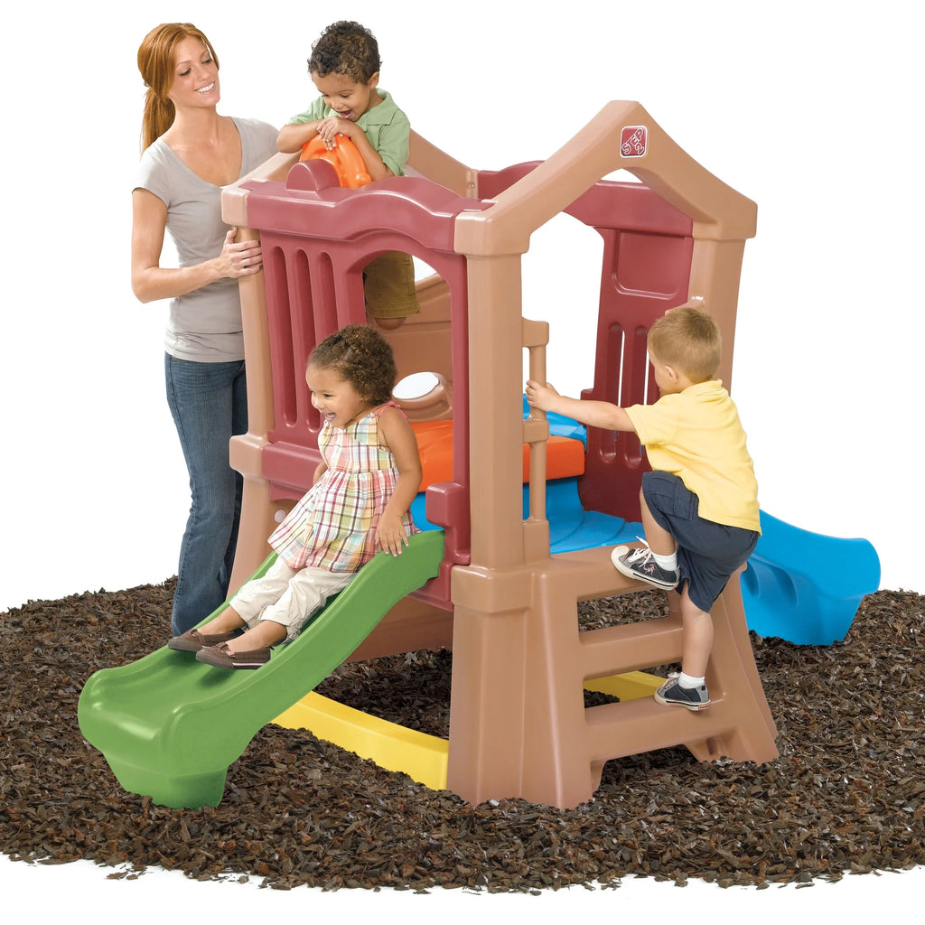 Toddlers Play Double Slide Climber, Up Step2